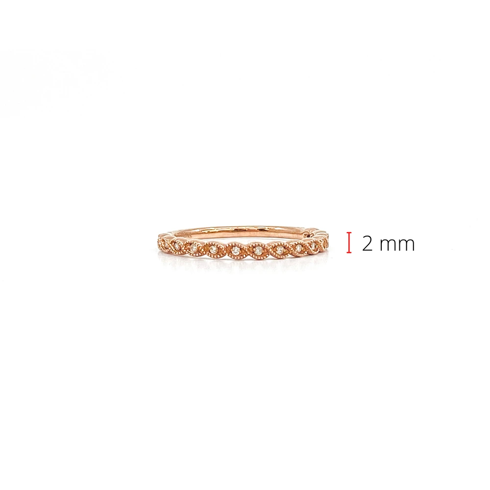 10K Rose Gold 0.07cttw Round Cut Diamond Ring, size 6.5