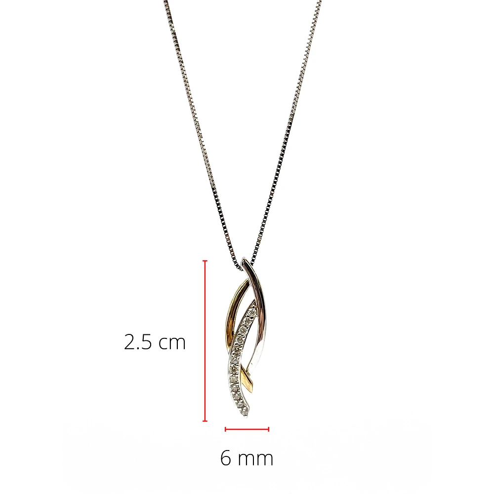 10K White & Yellow Gold 0.11cttw Diamond Necklace, 18"