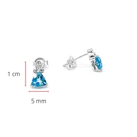 10K White Gold 1.20cttw Genuine Blue Topaz & 0.017cttw Diamond Earrings