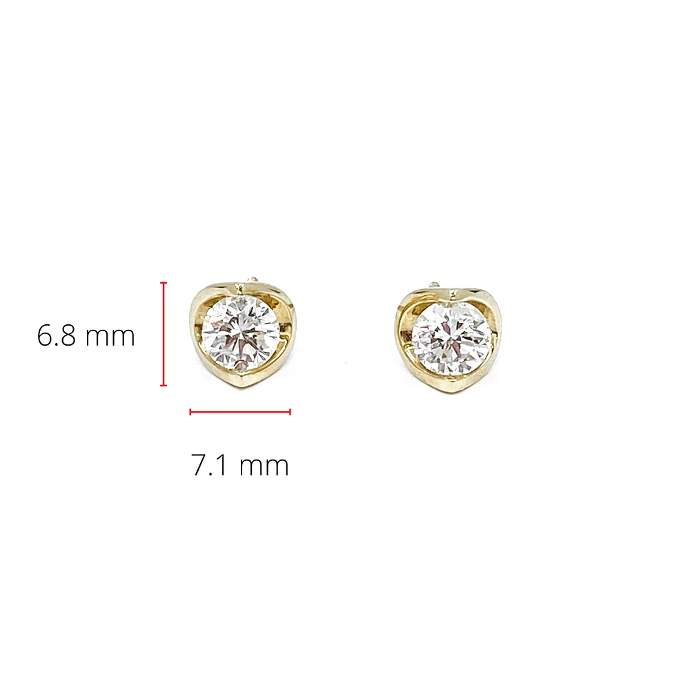 14K Yellow Gold cttw Canadian Diamond Mezza Luna Earrings with Screw Backs
