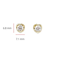 14K Yellow Gold cttw Canadian Diamond Mezza Luna Earrings with Screw Backs