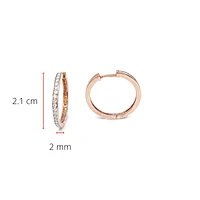 10K Rose Gold 0.33cttw Diamond Hoop Huggie Hinged Earrings