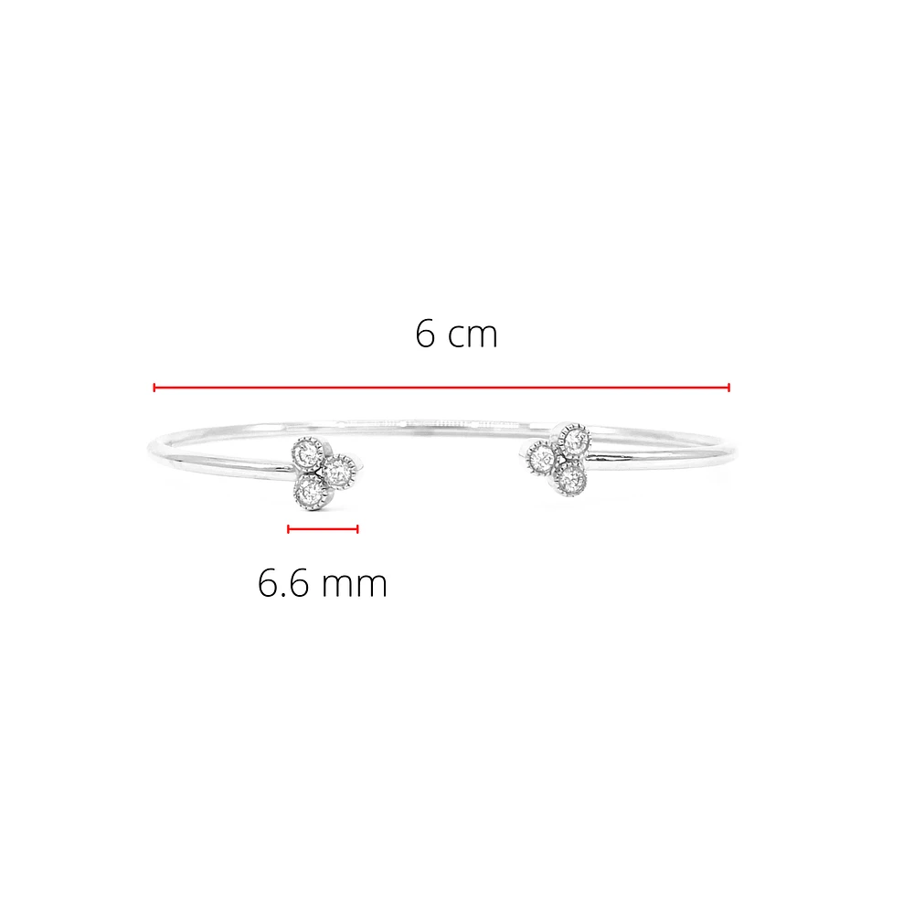 14K White Gold 0.24cttw Diamond Cuff Bangle, 6.5"