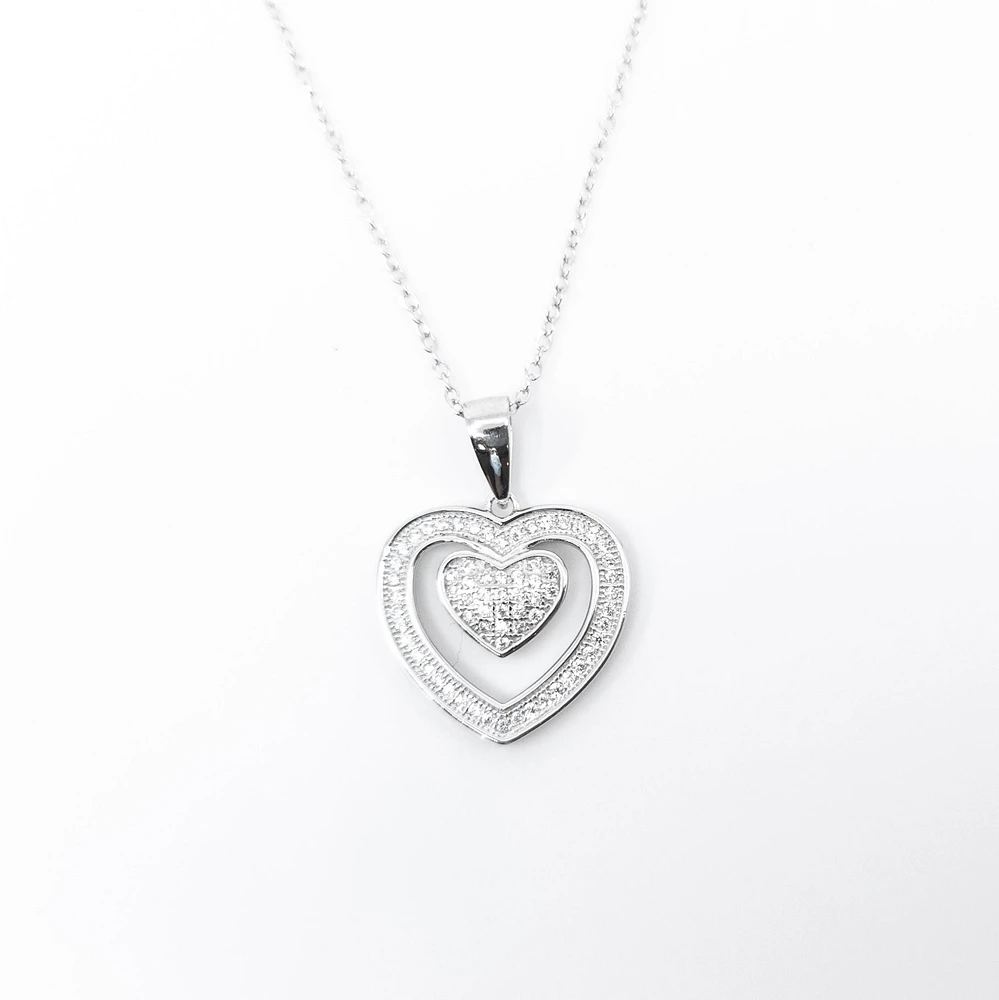 Silver Heart Pendant  with Cz