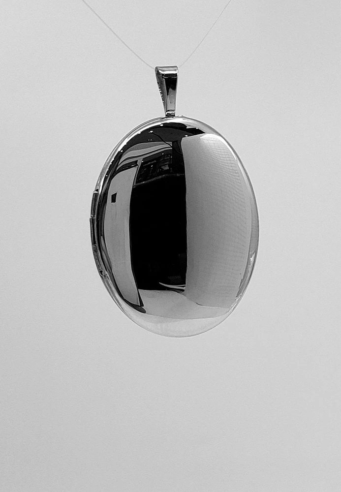 925 Sterling Silver Brushed/Polished Oval Locket - 20mm x 26mm