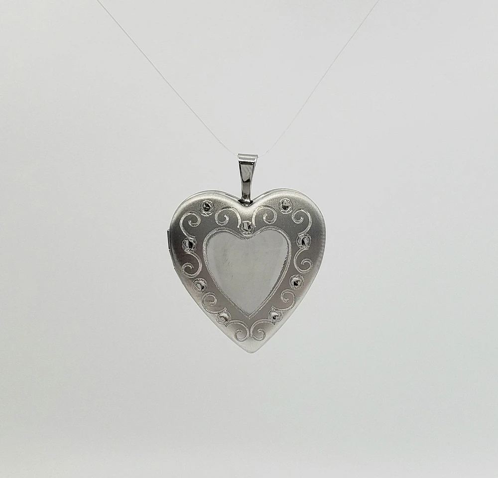 925 Sterling Silver Filigree Design Heart Shaped Locket - 20mm x 22mm