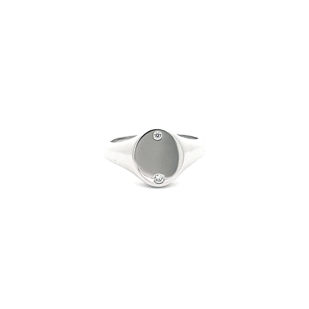 Silver 925 High Polish Cubic Zirconia Engravable Ring