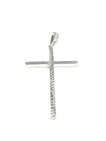 925 Sterling Silver High Polish Diamond Cut Cross Pendant - 49mm x 24mm