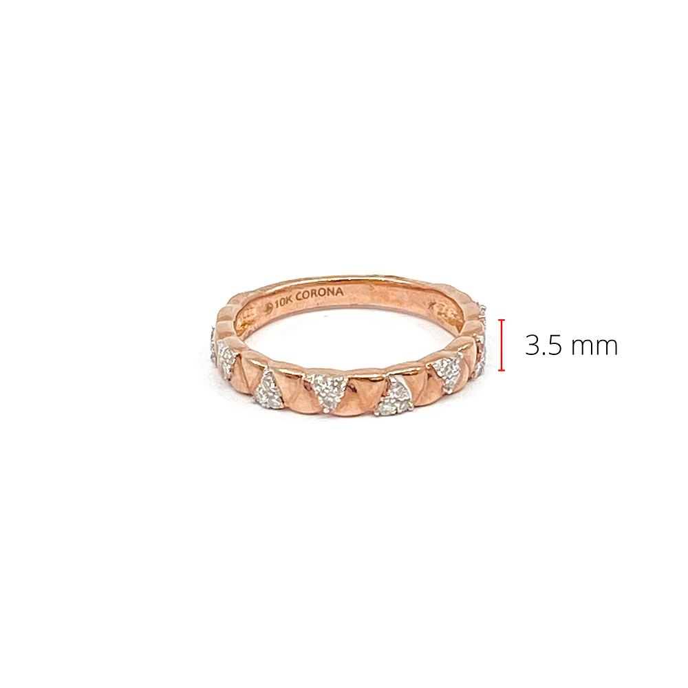 10K Rose Gold 0.19cttw Diamond Ring, size 6.5