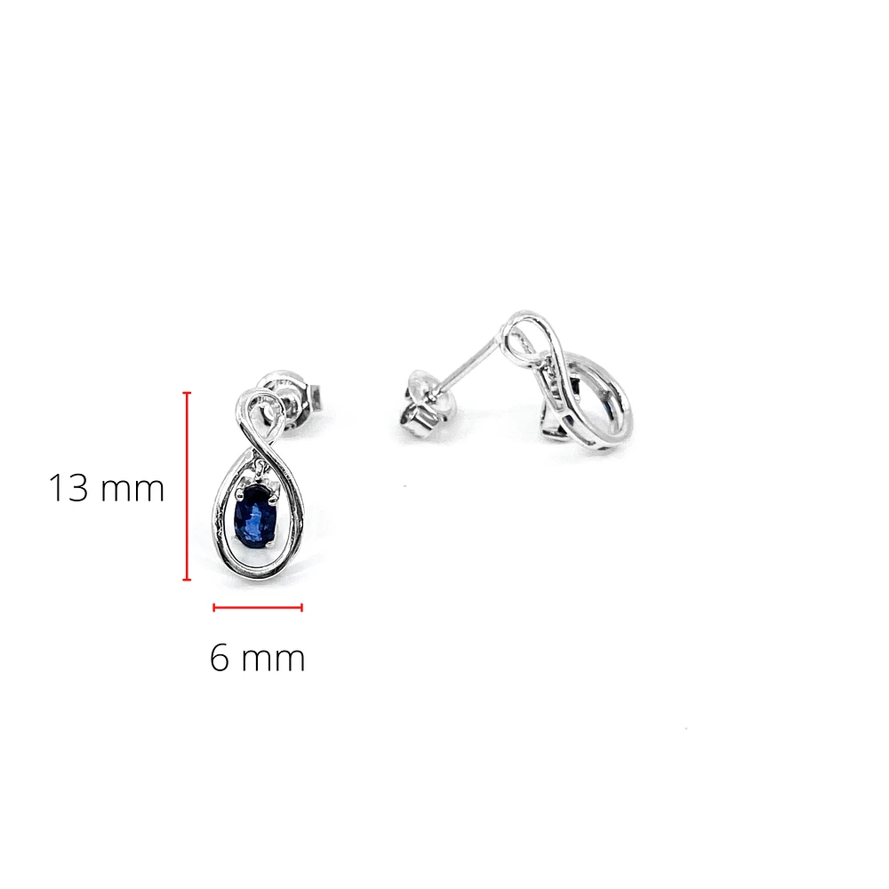 10K White Gold 0.70cttw Genuine Sapphire Earrings