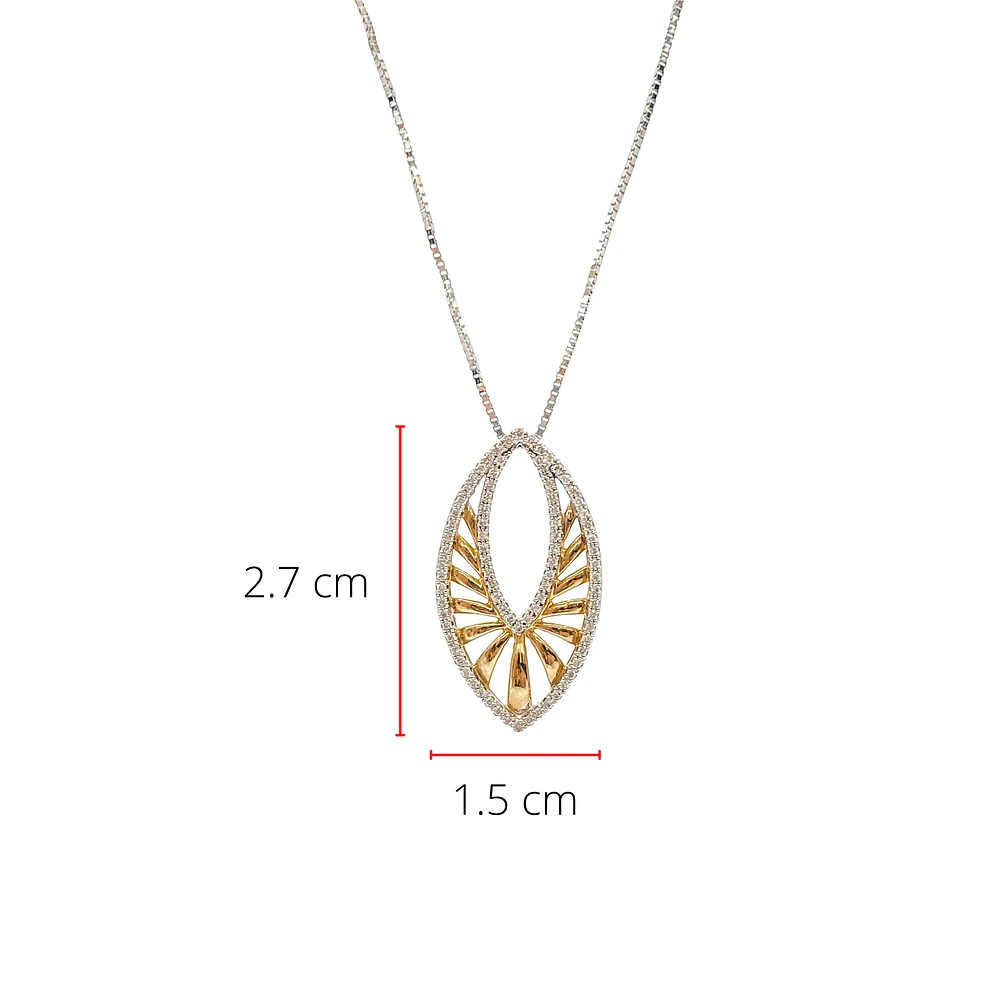 10K White & Yellow Gold 0.25cttw Diamond Pendant, 18"
