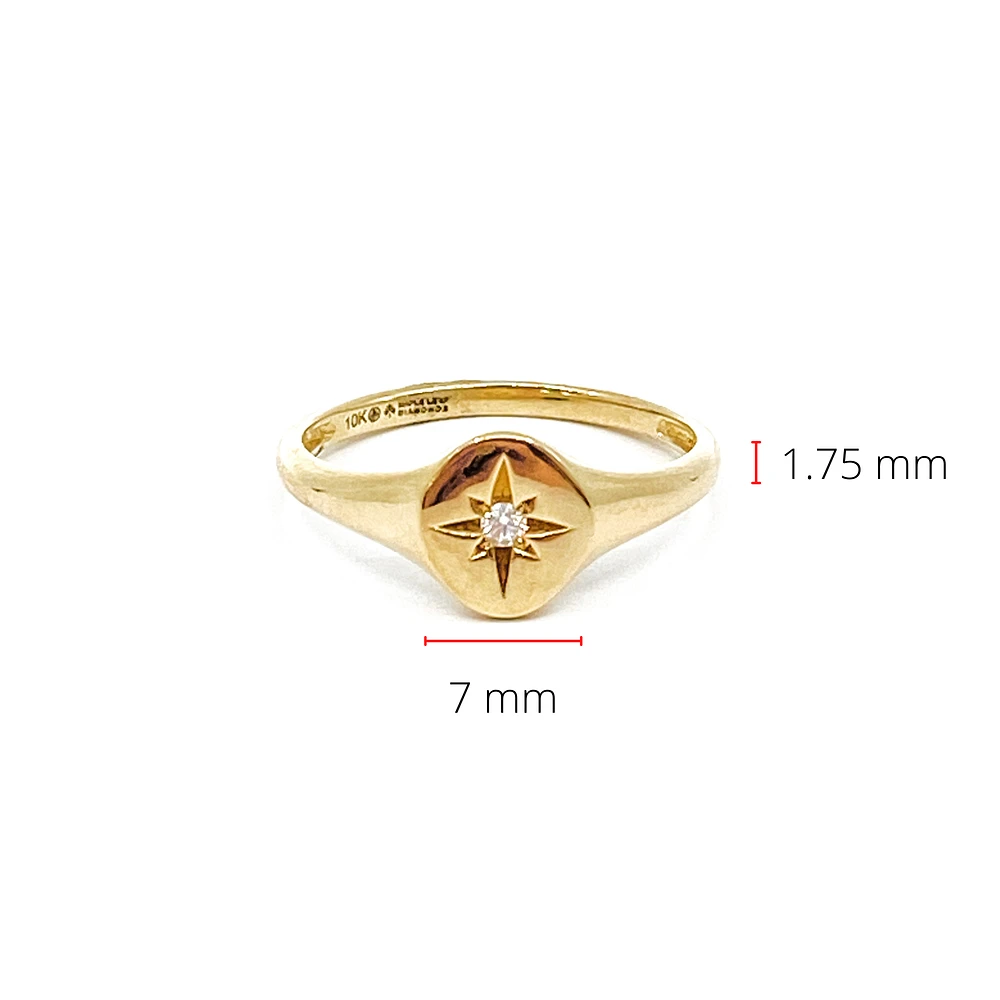 10K Yellow Gold 0.027 Canadian Diamond Ring, size 6.5