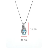 10K White Gold 1.40cttw Blue Topaz & 0.10cttw Diamond Pendant, 18"