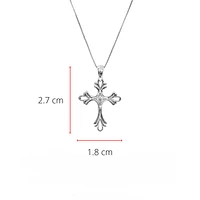 10K White Gold 0.06cttw Diamond Cross Pendant, 18"