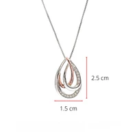 Silver and 10K Rose Gold 0.08cttw Diamond Pendant, 18"