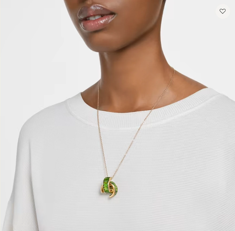 Swarovski Matrix Pendant Baguette Cut, Green, Gold-tone Plated 5639629- Discontinued