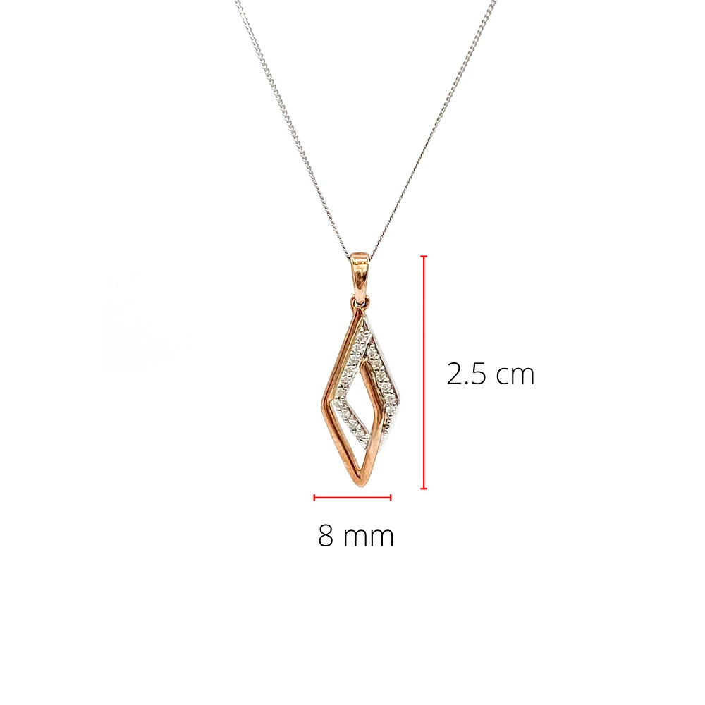 10K White and Rose Gold 0.08cttw Diamond Pendant, 18"