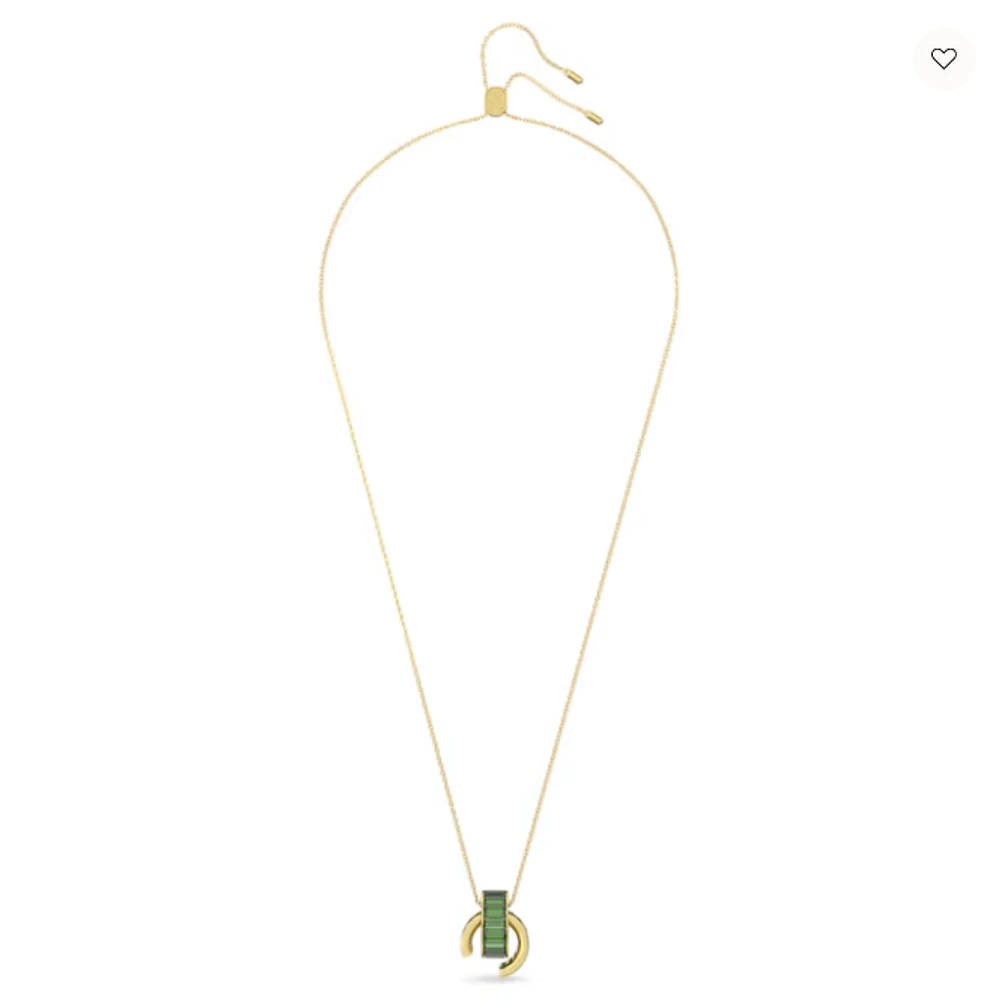 Swarovski Matrix Pendant Baguette Cut, Green, Gold-tone Plated 5639629- Discontinued