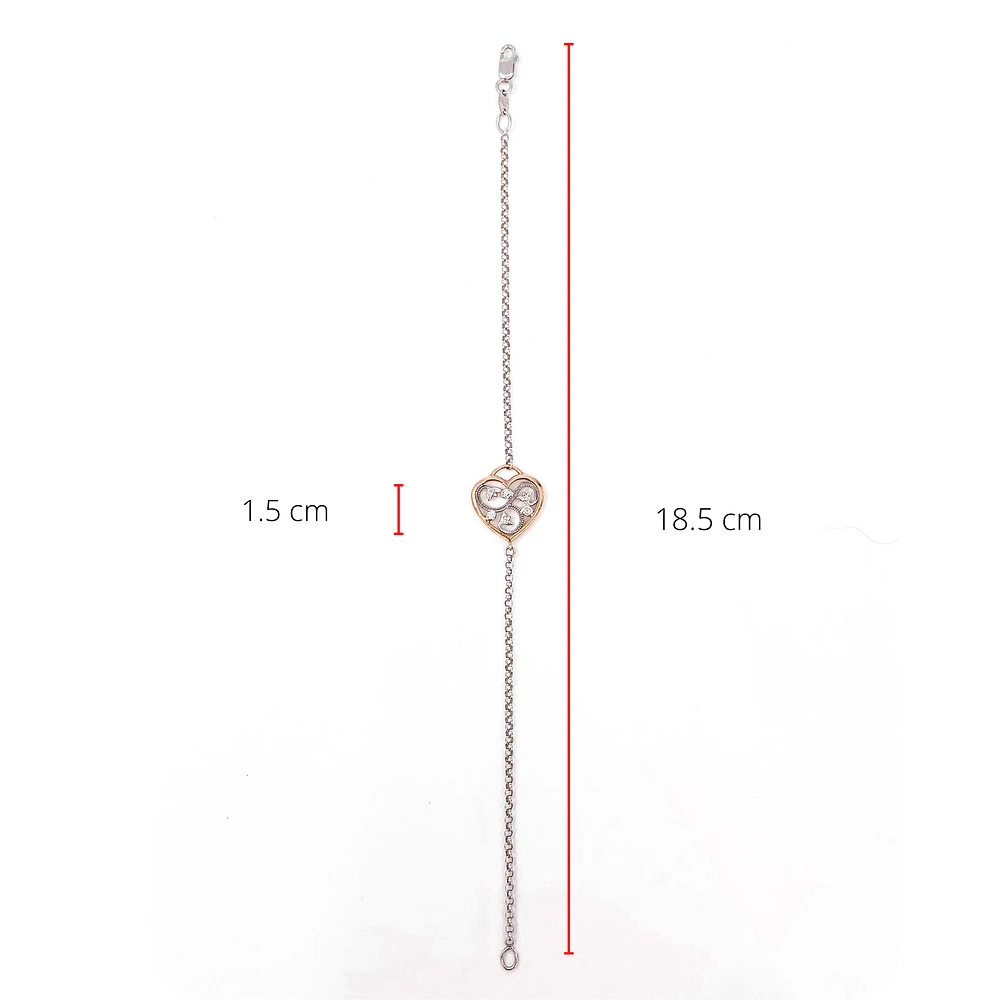 14K White & Rose Gold 0.05cttw Canadian Diamond Bracelet, 7"