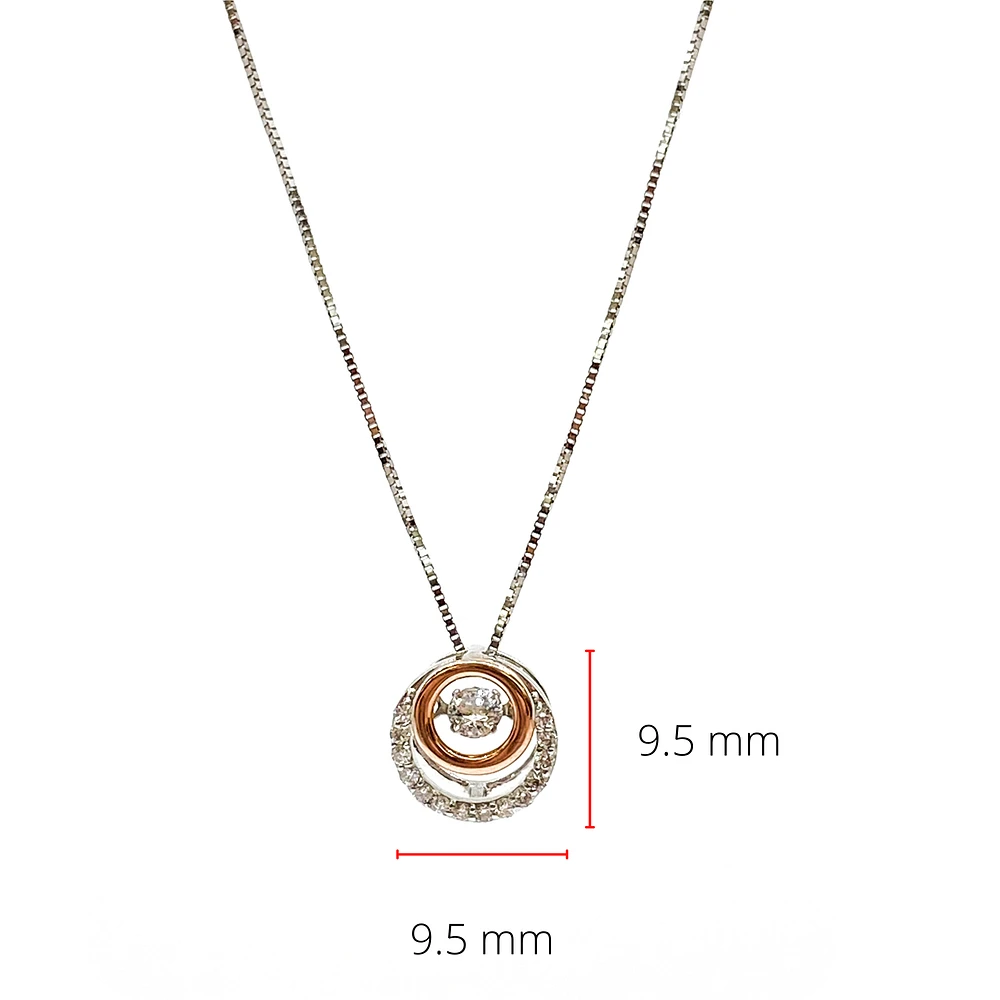 10K White & Rose Gold 0.38cttw Diamond Eternity / Double Circle Necklace, 18"