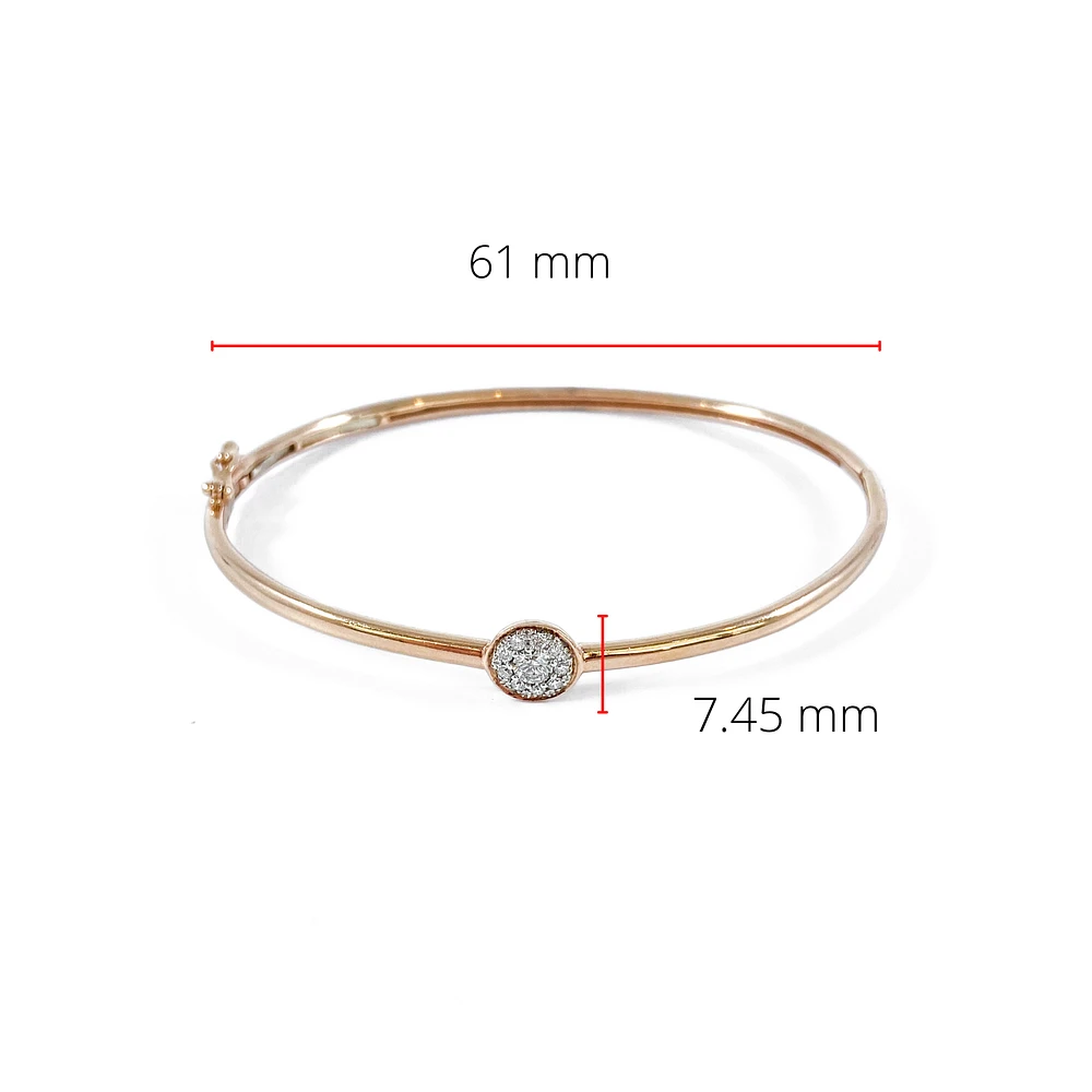 10K Rose Gold 0.25cttw Diamond Bangle, 7"