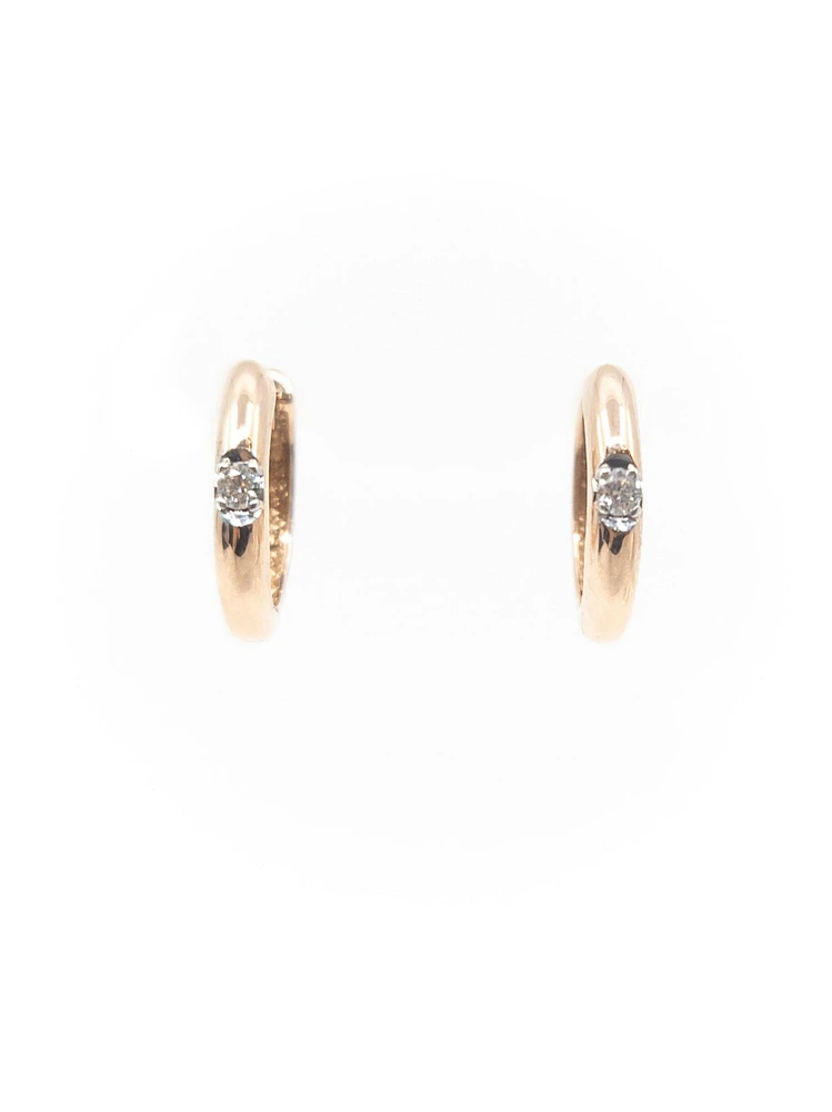 10K Rose Gold 0.05cttw Round Cut Canadian Diamond Earrings