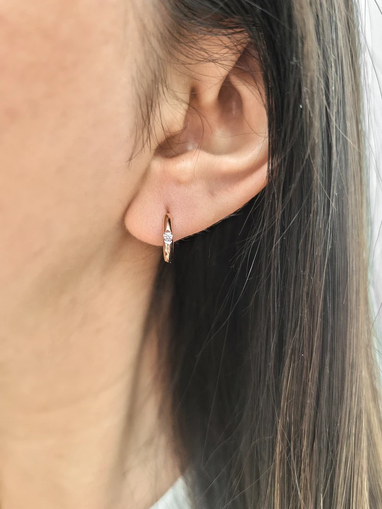 10K Rose Gold 0.05cttw Round Cut Canadian Diamond Earrings