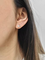 10K White & Rose Gold 0.08cttw Round Cut Canadian Diamond Heart Earrings