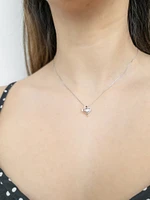 10K Rose Gold & White Gold 0.096cttw Canadian Diamond Heart Pendant, 18"