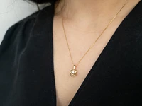 10K Yellow Gold 0.05cttw Canadian Diamond Love Knot Necklace, 18”