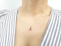 10K White Gold Genuine Ruby and Diamond Pendant, 18"