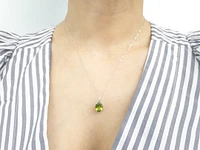 10K White Gold Peridot & Diamond Pendant
