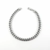 925 Sterling Silver Miami Cuban Rhodium Plated Bracelet with Lobster Clasp