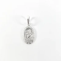 925 Sterling Silver Oval Shaped Detailed St. Christopher's Pendant - 29.4mm x 17.8mm
