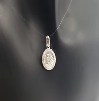 925 Sterling Silver Oval Shaped Detailed St. Christopher's Pendant - 29.4mm x 17.8mm