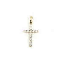 10K Yellow Gold Cubic Zirconia Cross - 16mm x 10mm