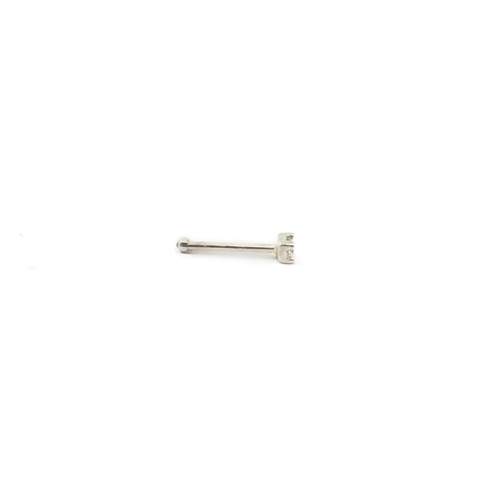 14K White Gold 0.03cttw Diamond 4 Claw Nose Stud