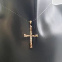 10K Rose Gold Cubic Zirconia Cross - 20mm x 14mm