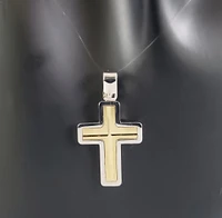 10K Two Tone White and Yellow Gold Cross