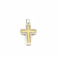 10K Two Tone White and Yellow Gold Cross