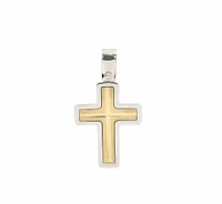 10K Two Tone White and Yellow Gold Cross