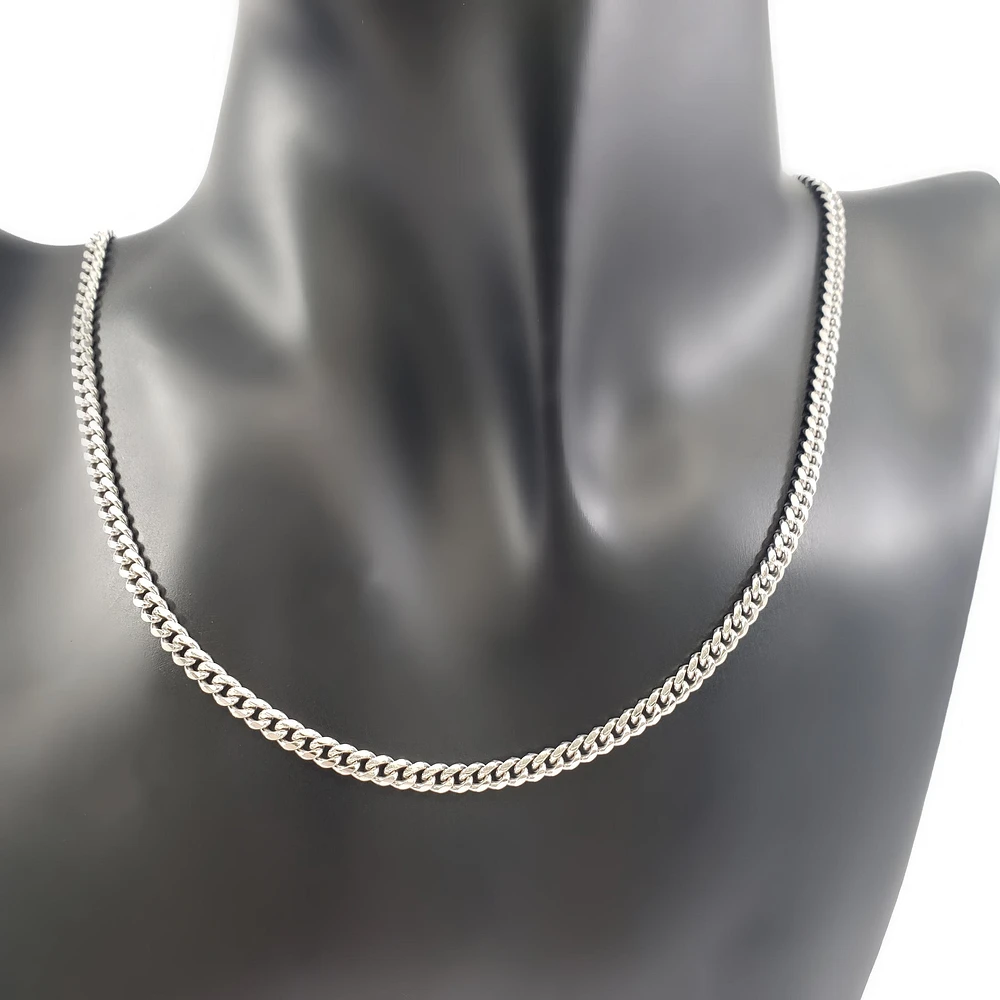 925 Sterling Silver 4.1mm Rhodium Plated Miami Cuban Chain - 24 Inches