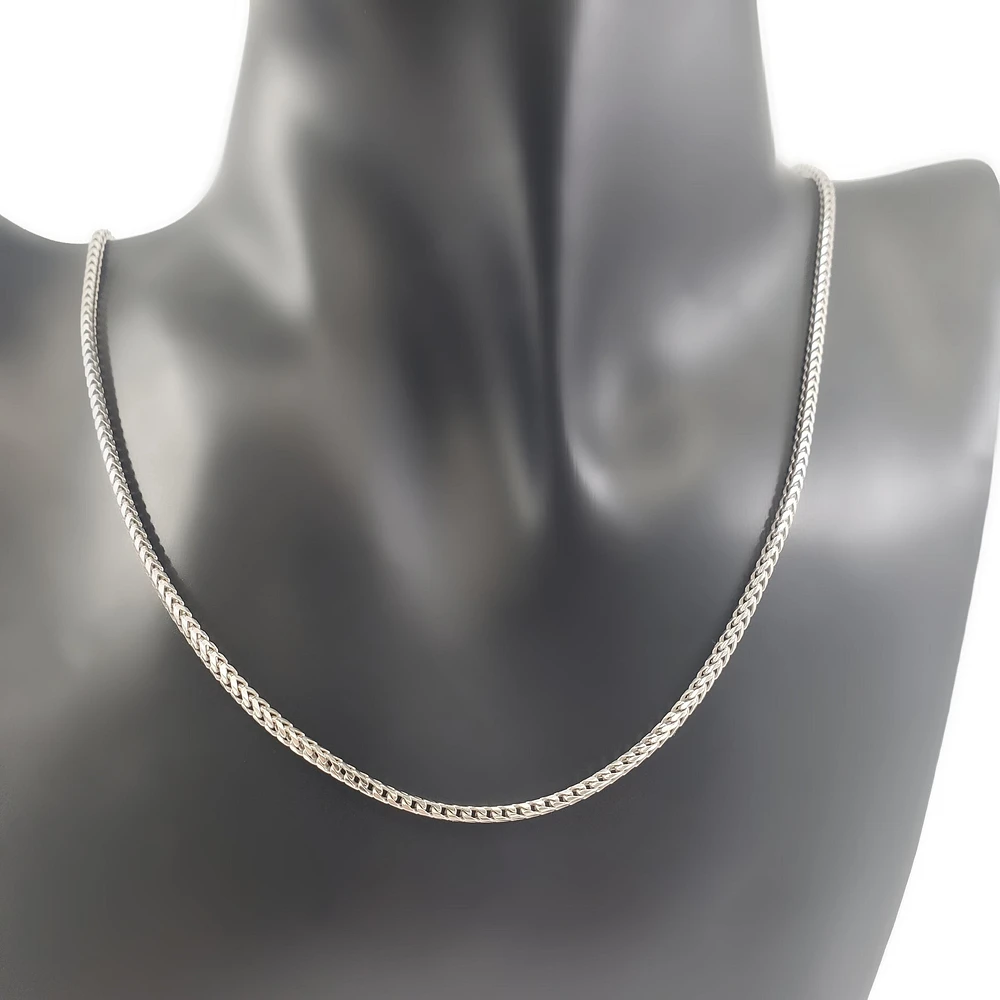 925 Sterling Silver 2.4mm Rhodium Plated Franco Chain - 22 Inches
