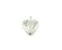 925 Sterling Silver Locket with Cubic Zirconia Cross and Decals with Chain - 18 Inches