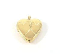 Gold Plated on 925 Sterling Silver Heart Shaped Locket with Etched Hearts Design - 21mm x 20mm