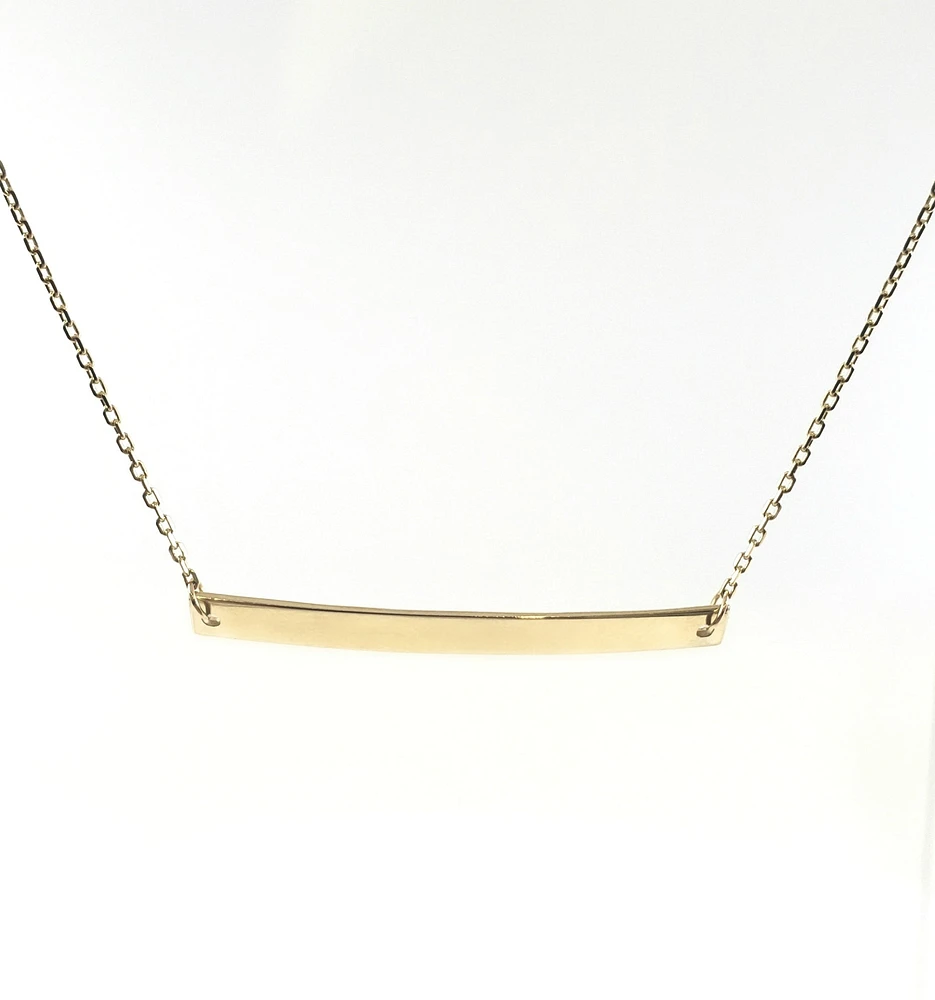 10K Yellow Gold Engravable Bar (35mm x 4mm) Bracelet - 7 Inches