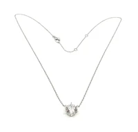 925 Sterling Silver 8mm Cubic Zirconia Solitaire Necklace - 18 Inches