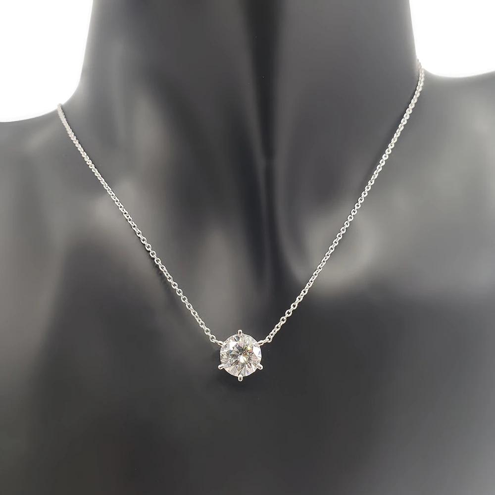 925 Sterling Silver 8mm Cubic Zirconia Solitaire Necklace - 18 Inches