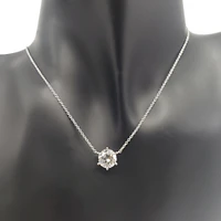 925 Sterling Silver 8mm Cubic Zirconia Solitaire Necklace - 18 Inches