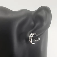 925 Sterling Silver Cubic Zirconia Double Channel Half Hoops - 14mm x 12mm
